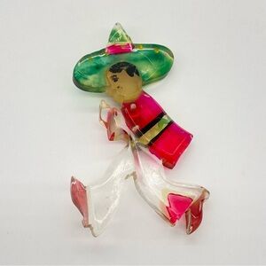 Vintage Lucite Pin Mexican Smoking Cigarette (MISSING CIGARETTE)